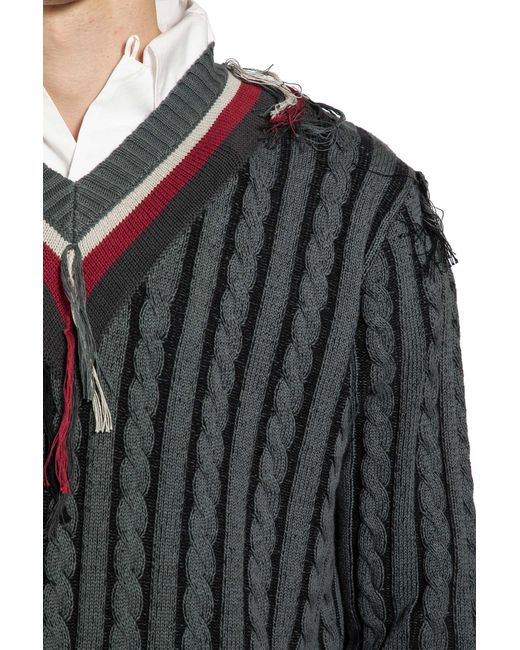 Craig Green Black V-Neck Cable Jumper for men