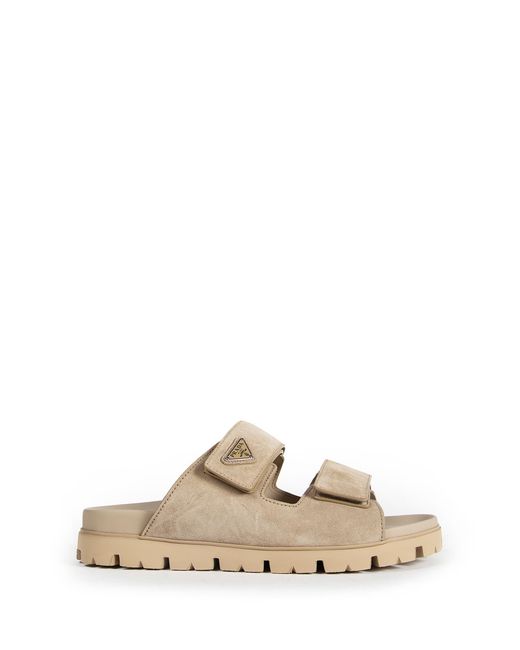 Prada Natural Suede Band Sandals for men