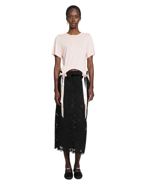 Simone Rocha Black Peeling Waist Column Skirt