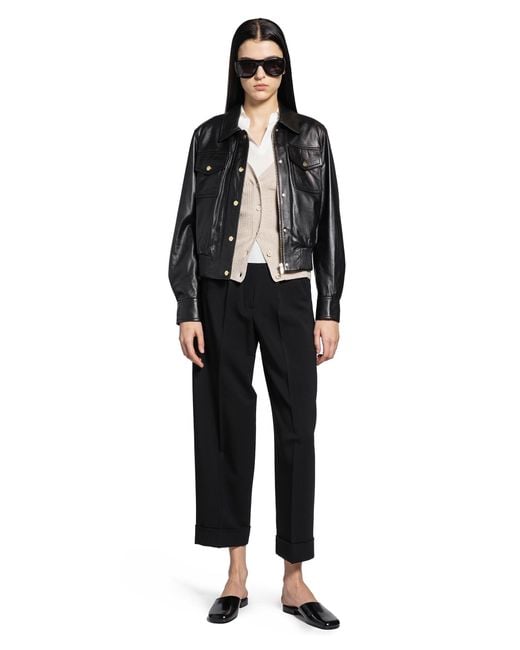 Max Mara Black Biada Leather Jacket