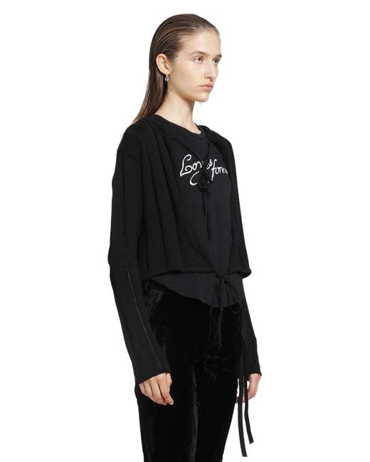Ann Demeulemeester Black Jacklin Brushed Rib Cropped Cardigan