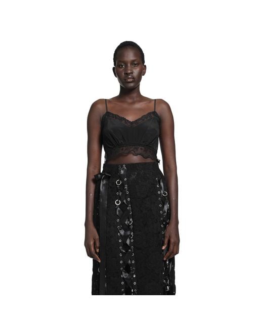Simone Rocha Black Lace Trim Negligee Bralette