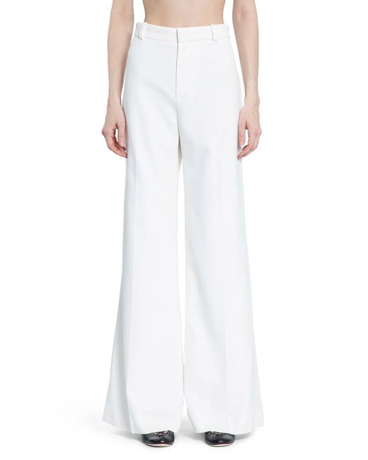 Chloé White Flared Trousers In Grain De Poudre