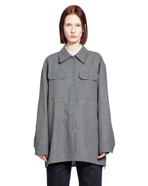 Jil Sander Gray Wool Canvas Shirt