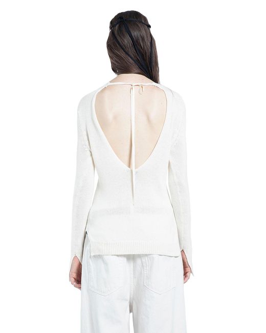 Ann Demeulemeester White Weja Open Back Sweater