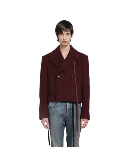 Ann Demeulemeester Red Dalmar Double-Breasted Wool Caban for men