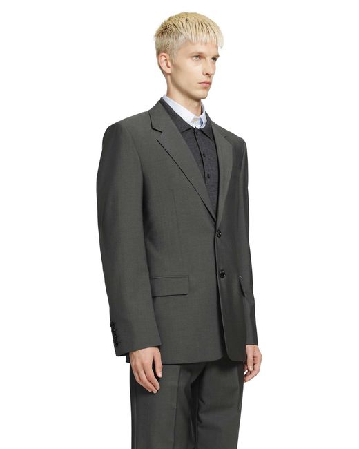 Valentino Gray Single-Breasted Wool Jacket for men
