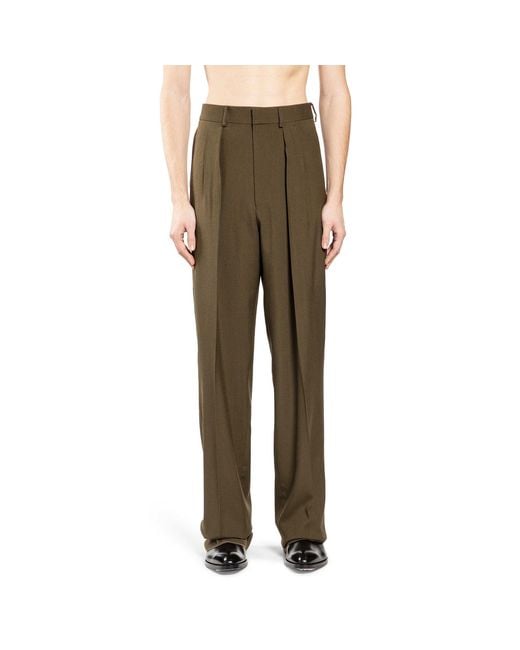 Tom Ford Green Double Pleat Trousers for men