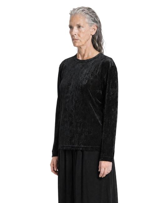 Comme des Garçons Black Coated Lace Long Sleeve Top