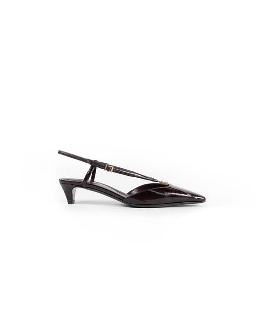 Fendi Brown Ffold Eel Leather Slingbacks