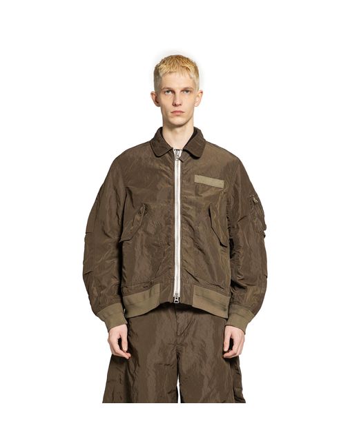 Sacai Brown Treated Nylon Twill Blouson for men
