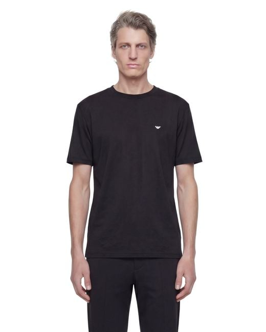 Emporio Armani Black Eagle Embroidery T-Shirt for men