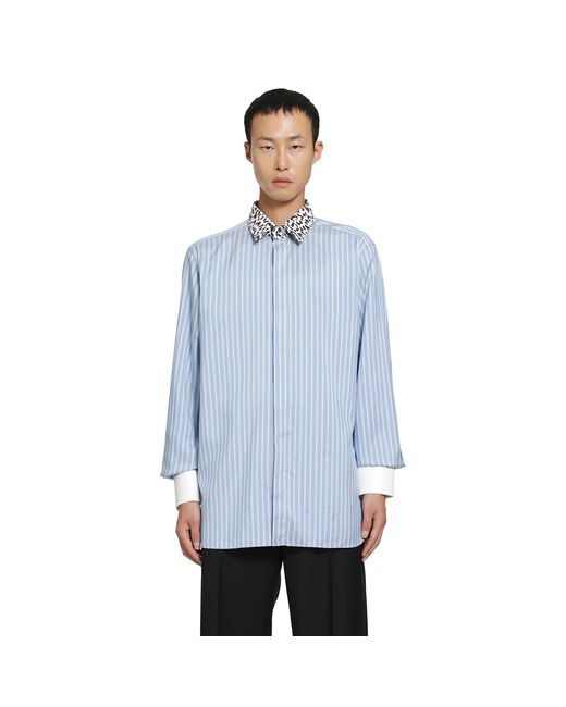 Tom Ford Blue Silk Stripe Contrast Classic Shirt for men