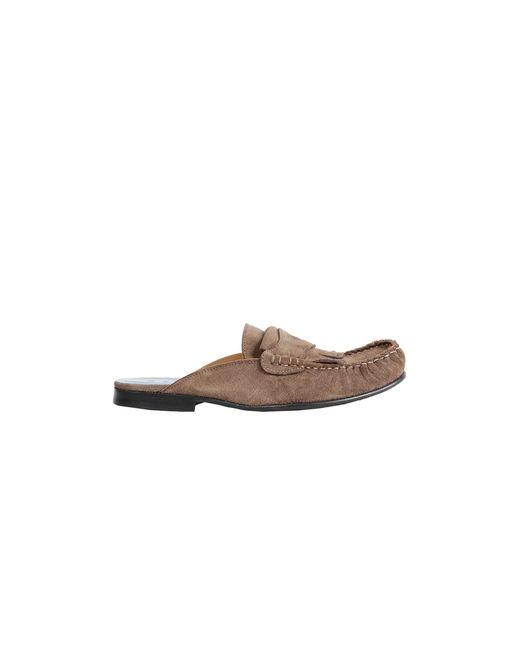 Marni Brown Suede Mule Loafers