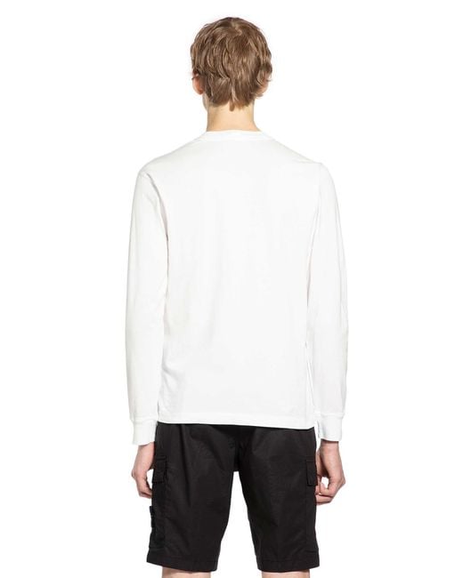 Stone Island White 2100031 60/2 Long Sleeve T-Shirt for men