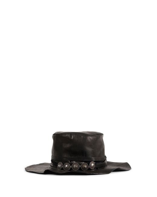 Ann Demeulemeester Black Aril Small Leather Hat With Studs