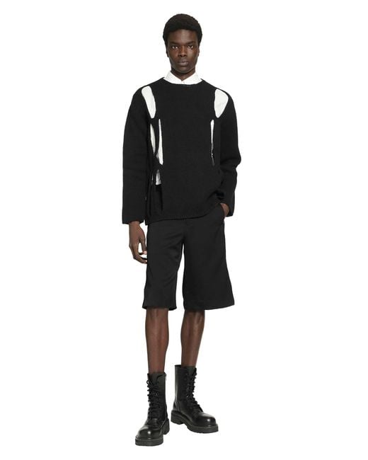 Comme des Garçons Black Cut-Out Knitted Sweater for men