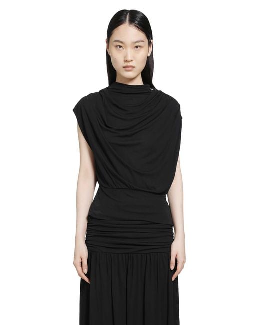 RETORI Black Draped Viscose Jersey Top