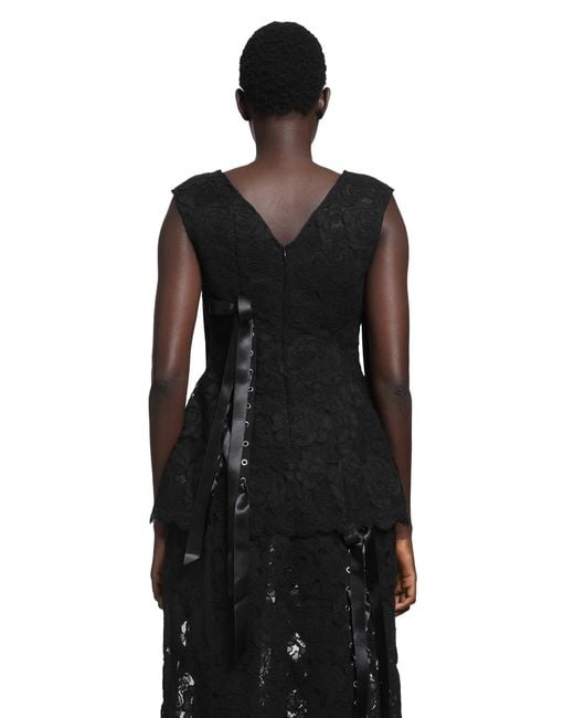 Simone Rocha Black Unraveling Ribbon Portrait Top