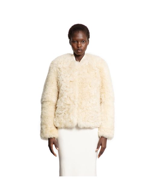 Tom Ford Natural Collarless Shearling Jacket
