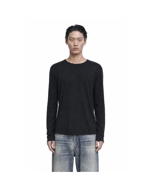 James Perse Black Shirttail Hem Long Sleeve T-Shirt for men