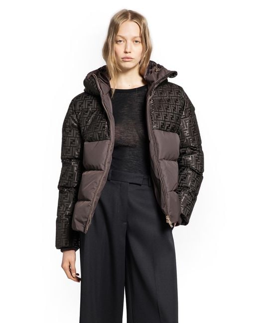 Fendi Brown Ff Nylon Down Jacket
