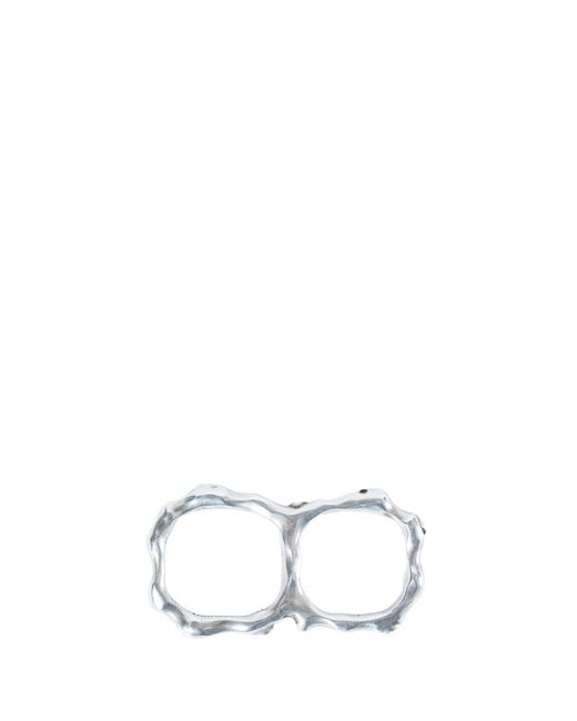 Ann Demeulemeester White Lenja Futuristic Fine Thorn Double Ring