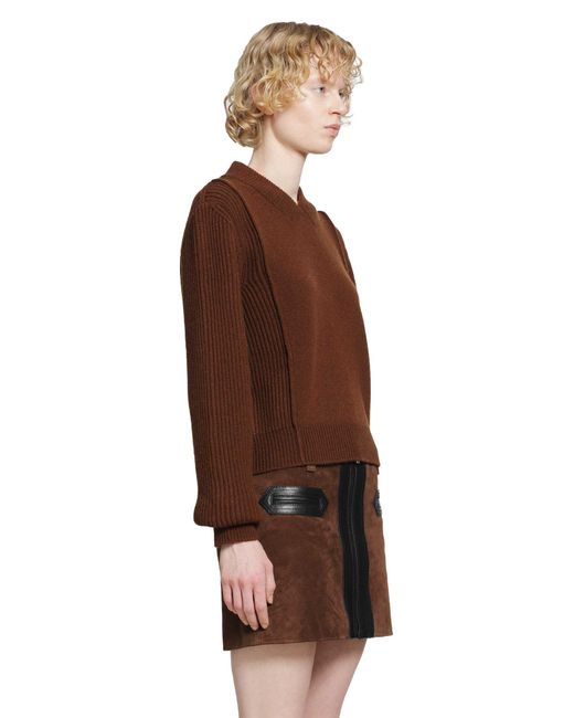 Marni Brown Wool Cashmere V-Neck Sweater