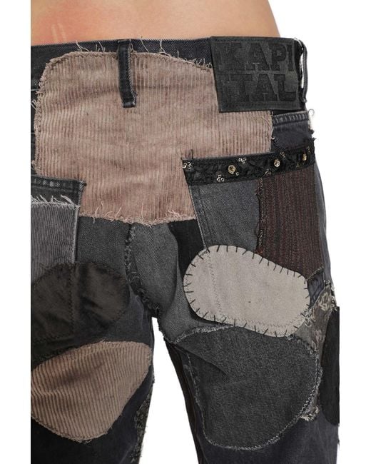 Kapital Black 14Oz X Denim 5P Rat Flare Pants for men