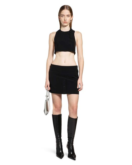 Courreges Black Buttoned Mini Skirt