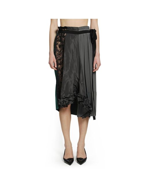 Prada Black Technical Taffeta Patchwork Skirt
