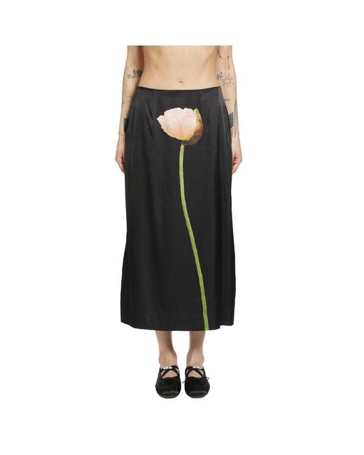 Simone Rocha Black Poppy Motif Pencil Skirt