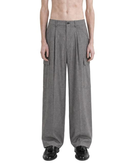 Giorgio Armani Gray Wool Cashmere Denim-Effect Cargo Pants for men