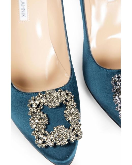 Manolo Blahnik Blue Hangisi Pumps 105