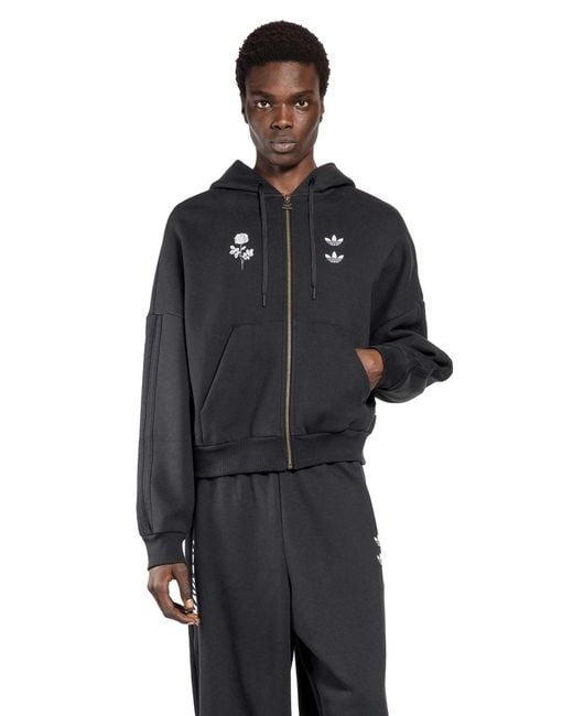 Adidas Black Heavyweight Zip-Up Hoodie for men