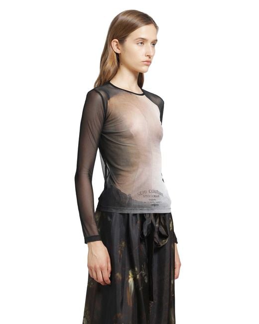 IA London Black Fitted Mesh Top