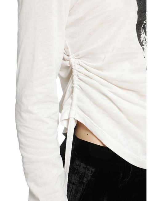 Ann Demeulemeester White Dot Wrinkled Cropped Long Sleeve Top