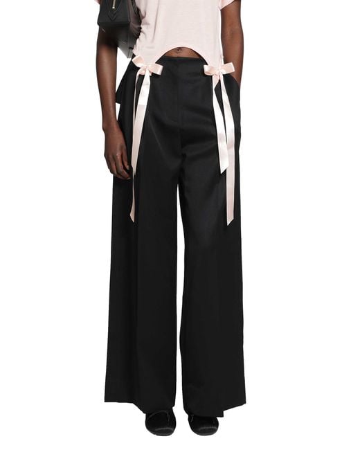 Simone Rocha Black Back Bow Wide Leg Trousers