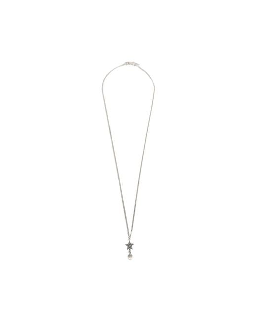 Emanuele Bicocchi Metallic Stella Notre Dame Pearl Necklace for men