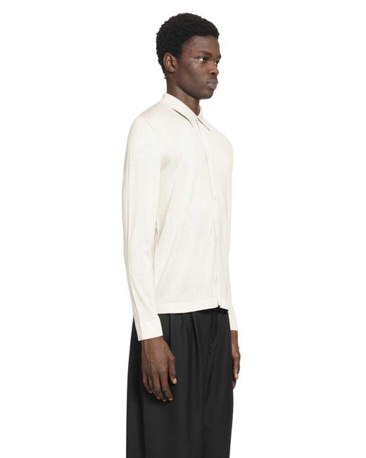 Lardini White Silk Knit Shirt for men