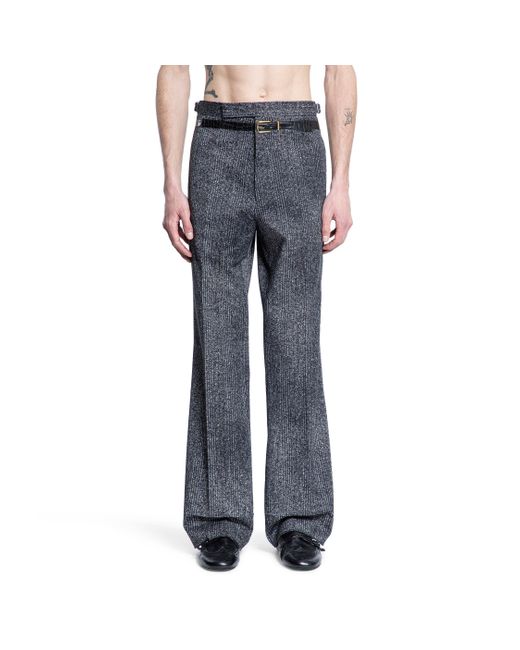 Prada Gray Cotton Gabardine Pants With Printed Belt for men