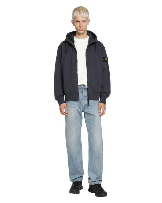 Stone Island Blue 6100009 Zip-Up Hoodie for men