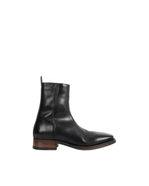 Acne Black Leather Ankle Boots for men