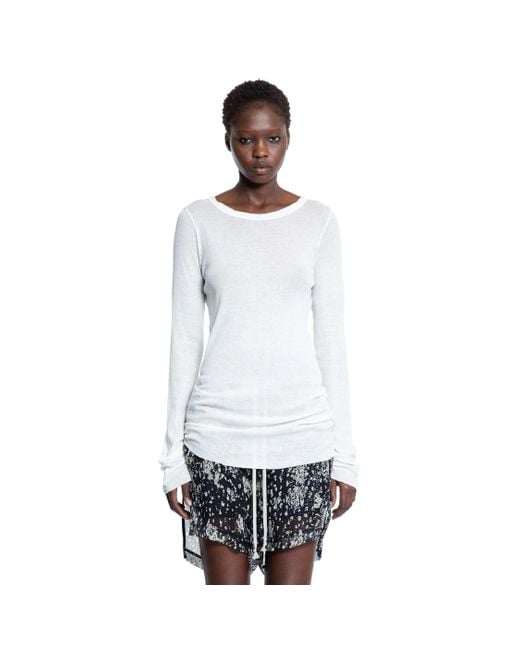 Rick Owens White Hollywood Rib Long Sleeve T