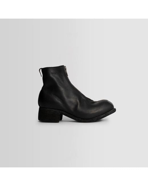 Guidi Black Front Zip Leather Ankle Boots for men