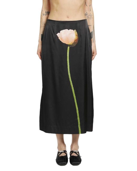 Simone Rocha Black Poppy Motif Pencil Skirt