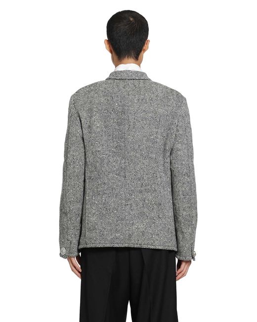 Junya Watanabe Gray Herringbone Wool Jacket for men