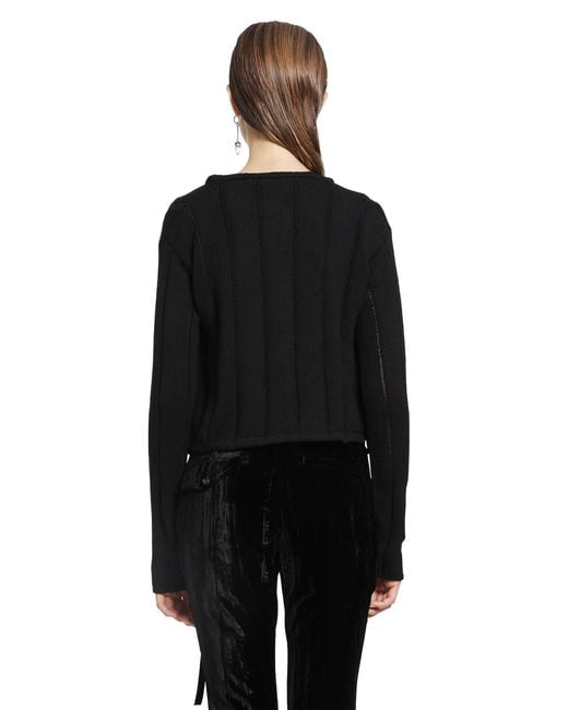 Ann Demeulemeester Black Jacklin Brushed Rib Cropped Cardigan