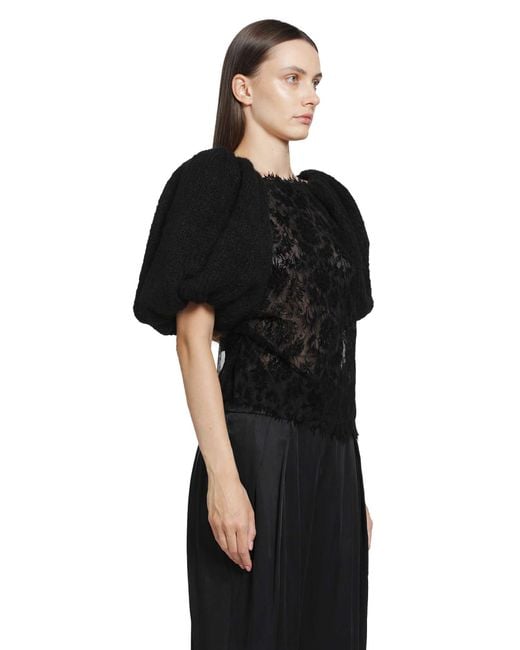 PAULINE DUJANCOURT Black Laia Hand-Knit Alpaca Lace Top