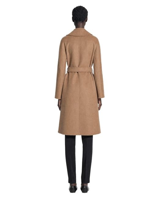 Max Mara Natural Wool Cashmere Silk Long Wrap Coat